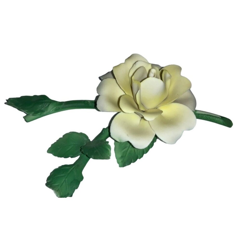 Yellow Rose with 7 Inch Stem Floral Figurine